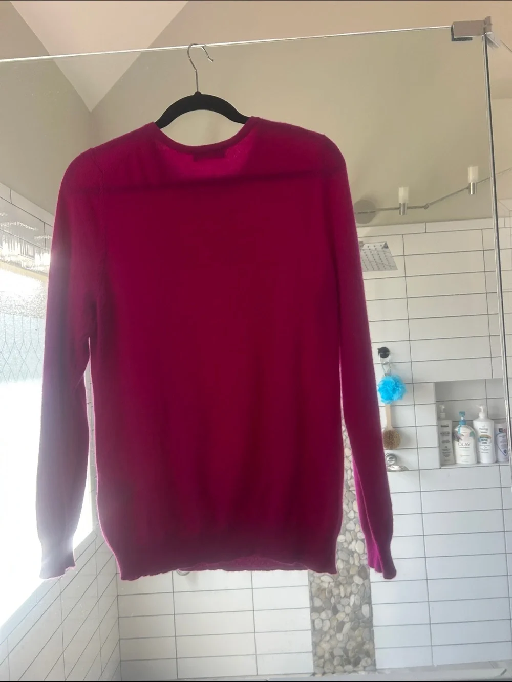 Charter Club Women's Crewneck Sweater in Deep Magenta 100 percent cashmere pink